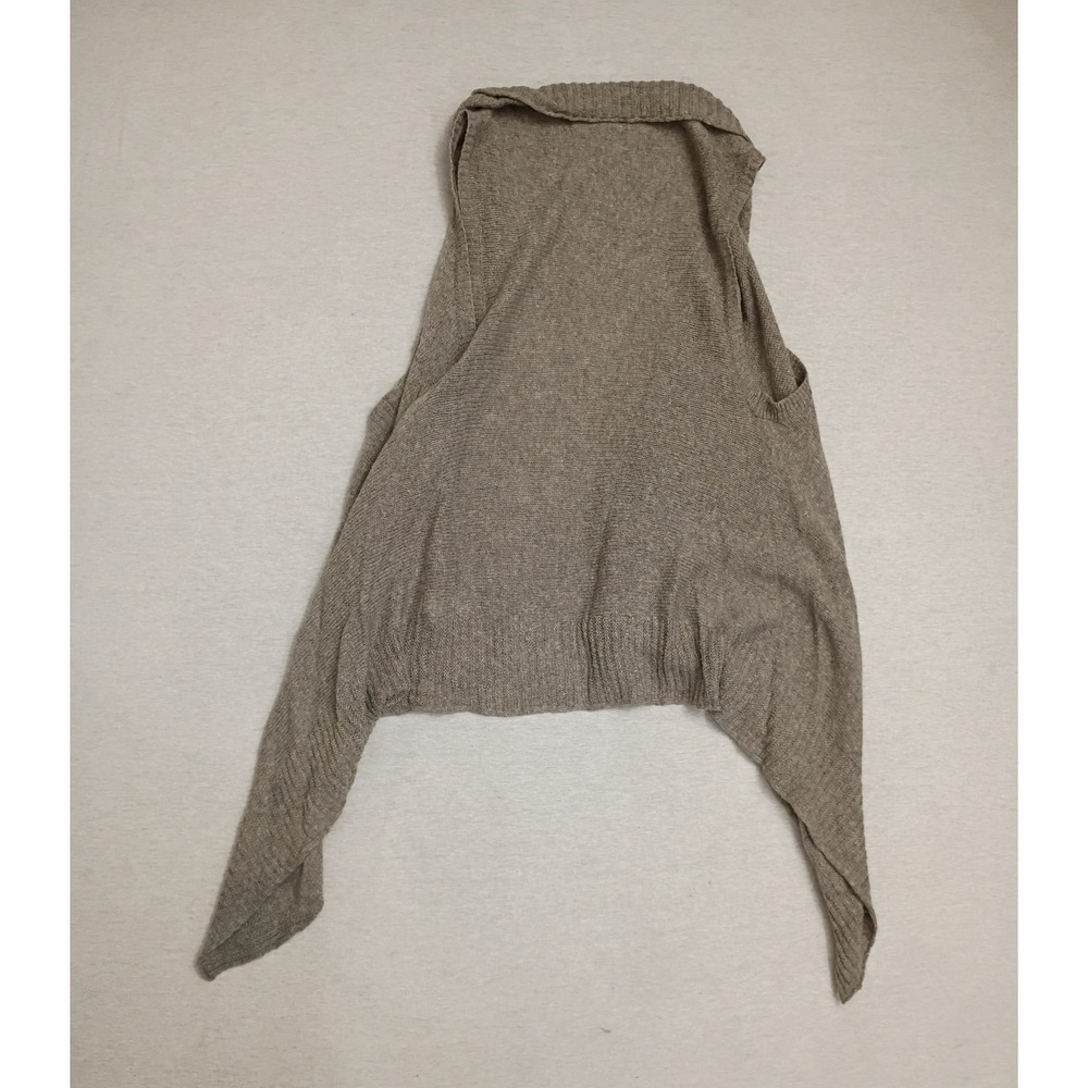 Gap Women Taupe Brown Wool Blend Sleeveless Draped Asymmetrical Cardigan Vest S - Picture 2 of 8